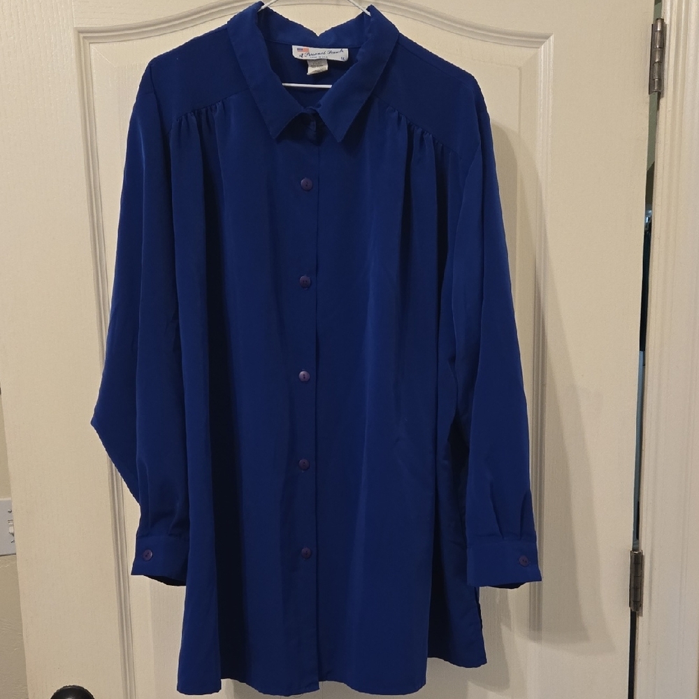 Vintage A Personal Touch Royal Blue Button-Up Blouse